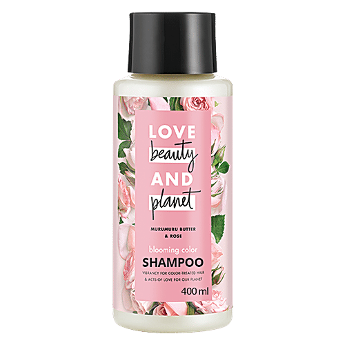 Love Beauty & Planet Blooming Color Hair Shampoo - Murumuru Butter & Rose Aroma, For Color-Treated Hair, 400 ml  No Silicones & No Added Parabens
