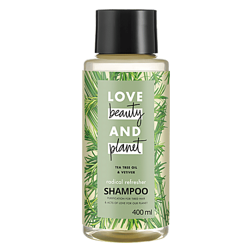 Love Beauty & Planet Radical Refresher Hair Shampoo - Tea Tree Oil & Vetiver, For Tired Hair, 400 ml  No Silicones & No Added Parabens