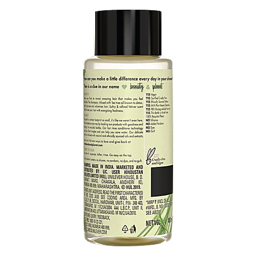 Love Beauty & Planet Radical Refresher Hair Shampoo - Tea Tree Oil & Vetiver, For Tired Hair, 400 ml  No Silicones & No Added Parabens