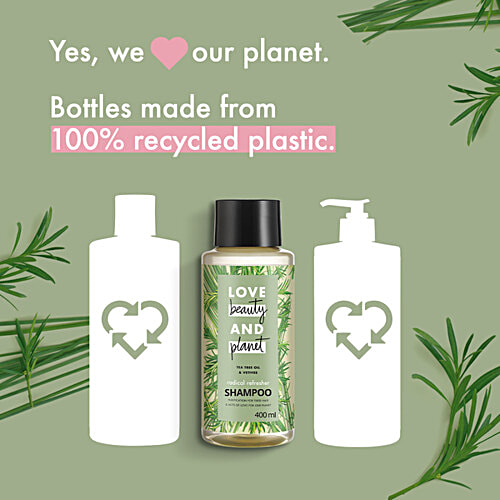 Love Beauty & Planet Radical Refresher Hair Shampoo - Tea Tree Oil & Vetiver, For Tired Hair, 400 ml  No Silicones & No Added Parabens