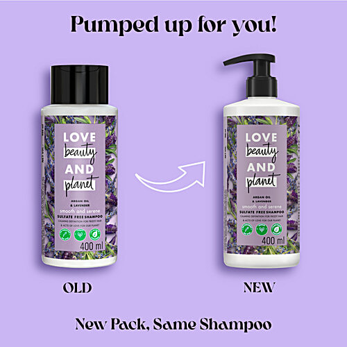 Love Beauty & Planet Argan Oil and Lavender Sulfate Free Smooth and Serene Shampoo, 400 ml  No Silicones & No Added Parabens