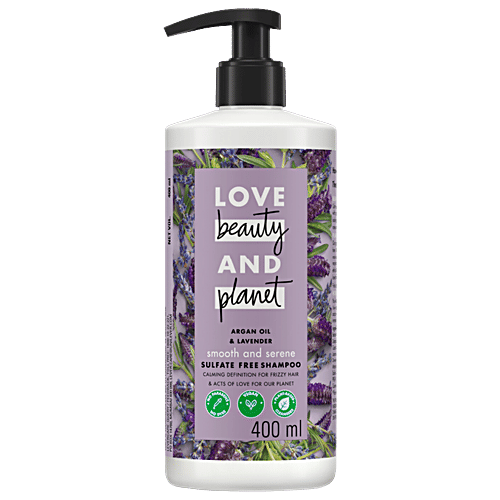 Love Beauty & Planet Argan Oil and Lavender Sulfate Free Smooth and Serene Shampoo, 400 ml  No Silicones & No Added Parabens