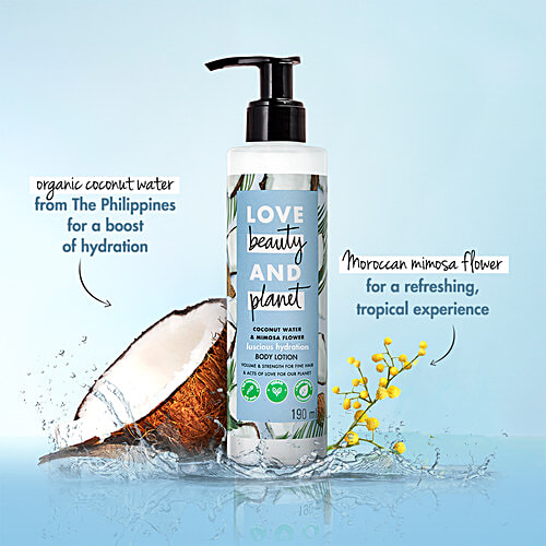 Love Beauty & Planet Coconut Water and Mimosa Flower Aroma Luscious Hydration Body Lotion, 400 ml It's Vegan, No Parabens
