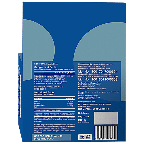 1mg Probiotics 25 Billion CFUs - 14 Live Probiotic Strains, Veg, 60 pcs Digestive Support