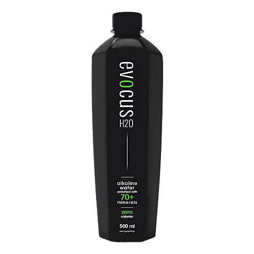 evocus Black Alkaline Water - 8+ Ph, Enriched With Essential Minerals, 500 ml Bottle Zero Calories