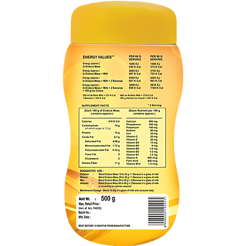 Endura Mass Weight Gainer - Banana, 500 g  Stay Fit