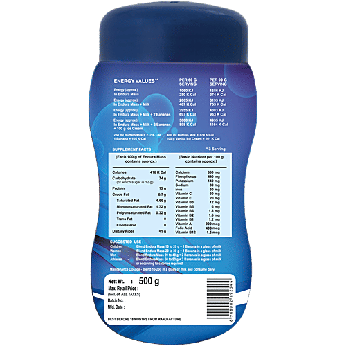 Endura Mass Weight Gainer - Vanilla, 500 g  Stay Fit