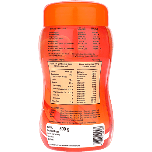 Endura Mass Weight Gainer - Kesar Pista, 500 g  Stay Fit