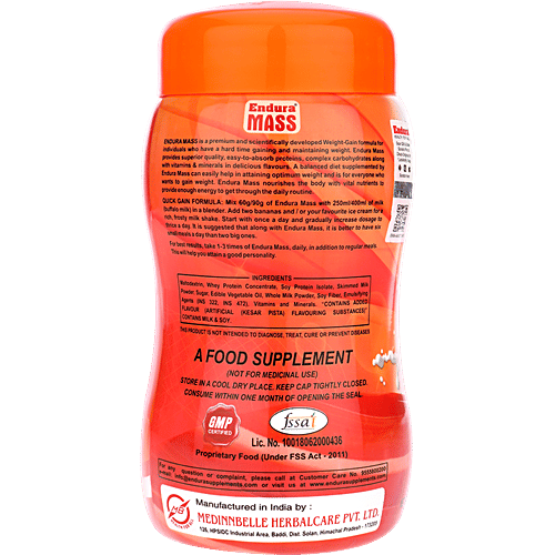 Endura Mass Weight Gainer - Kesar Pista, 500 g  Stay Fit