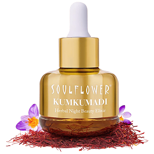 Soulflower Kumkumadi - Ayurvedic Facial Oil For Glowing Skin, Face Moisturizer For Winter, 30 ml Paraben Free, Artificial Fragrance Free