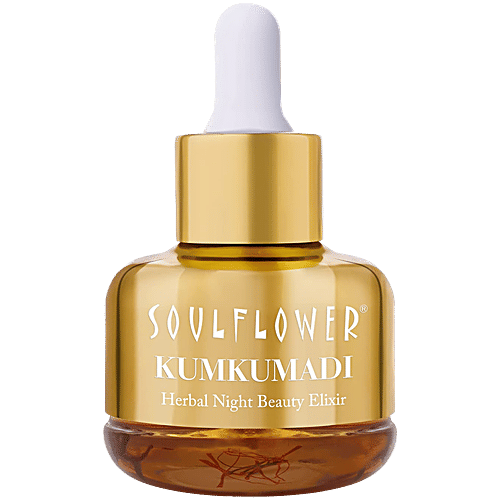 Soulflower Kumkumadi - Ayurvedic Facial Oil For Glowing Skin, Face Moisturizer For Winter, 30 ml Paraben Free, Artificial Fragrance Free