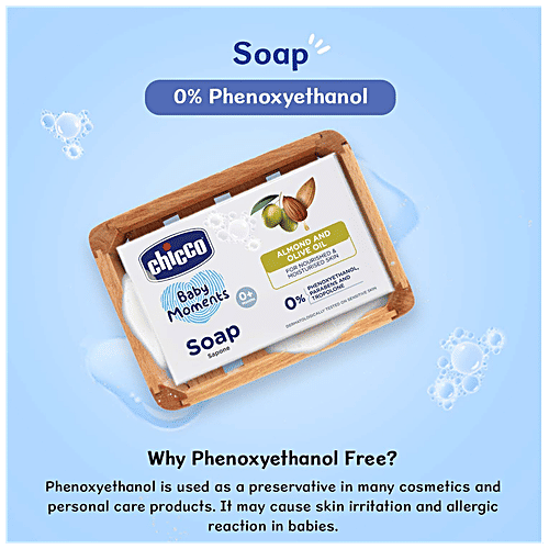 Chicco Baby Moments - Soap, Almond & Olive Oil, For Nourished & Moisturised Skin, 75 g (Buy 3 Get 1 Free) Parabens Free