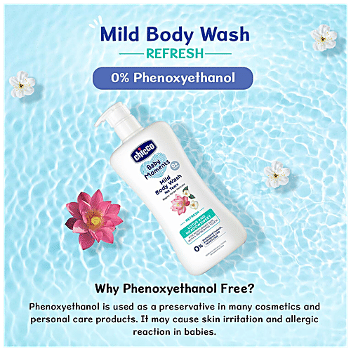 Chicco Baby Moments - Mild Body Wash, Refresh, Lotus & Meadowsweet, For Moisturised Skin, With A Refreshing Touch, 100 ml  Parabens Free