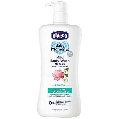 Chicco Baby Moments - Mild Body Wash, Refresh, Lotus & Meadowsweet, For Moisturised Skin, With A Refreshing Touch, 500 ml  Parabens Free