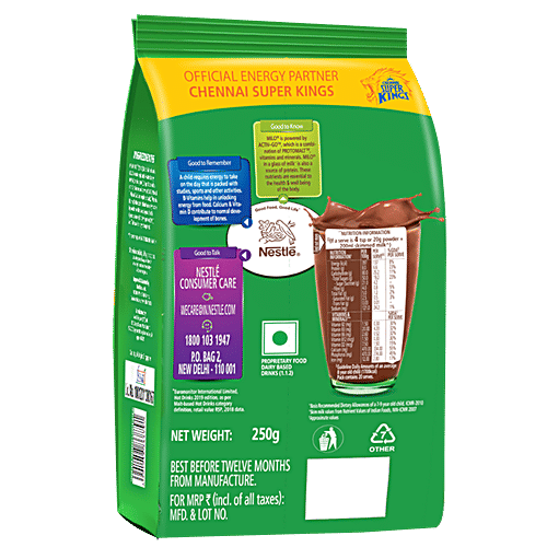Nestle Milo Active-Go Powder - Rich In Vitamins & Calcium, Chocolate Flavour, 250 g Pouch Source of Vitamin D & Calcium