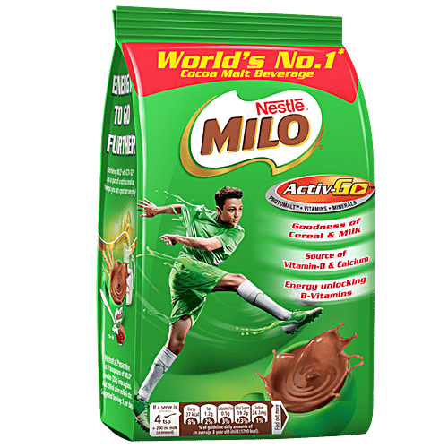 Nestle Milo Active-Go Powder - Rich In Vitamins & Calcium, Chocolate Flavour, 250 g Pouch Source of Vitamin D & Calcium