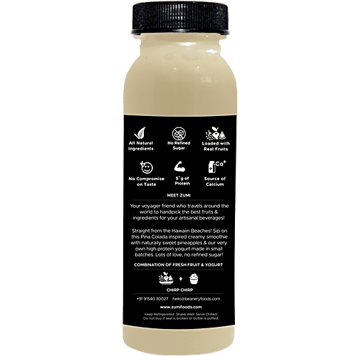 ZUMI Hawaiian Breeze - Pineapple Yogurt Smoothie, 200 ml Plastic Bottle No Refined Sugar & Source of Calcium
