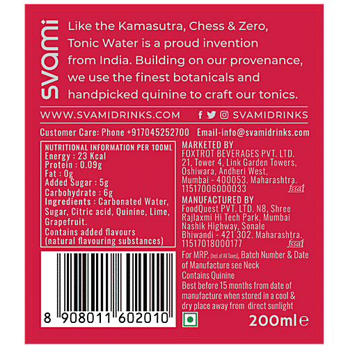 Buy Svami Grapefruit Tonic Water Low In Sugar Online at Best Price of