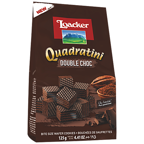 Loacker Quadratini Wafer Cookies - Double Choc, 125 g  
