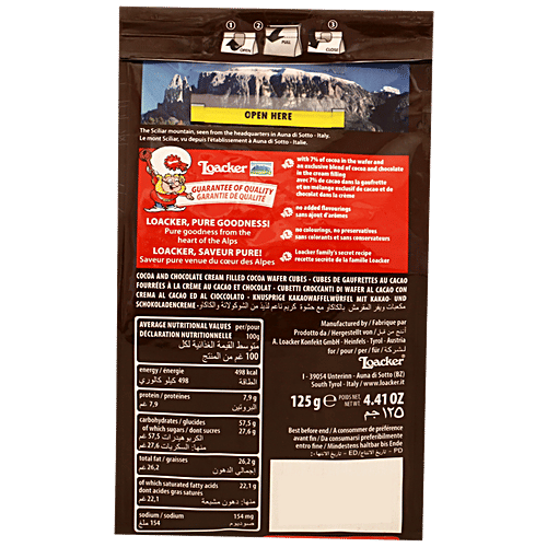 Loacker Quadratini Wafer Cookies - Double Choc, 125 g  