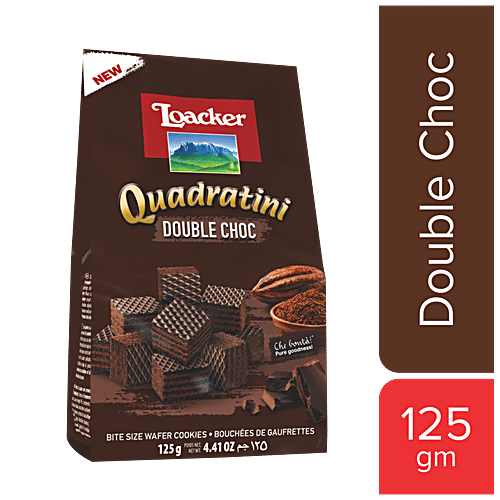 Loacker Quadratini Wafer Cookies - Double Choc, 125 g  