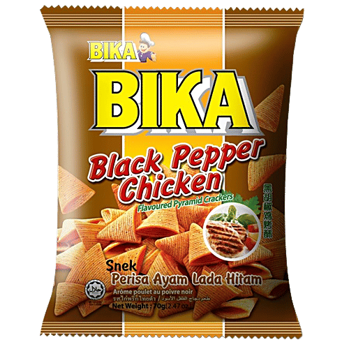 BIKA Black Pepper Chicken Crackers, 70 g Pouch 