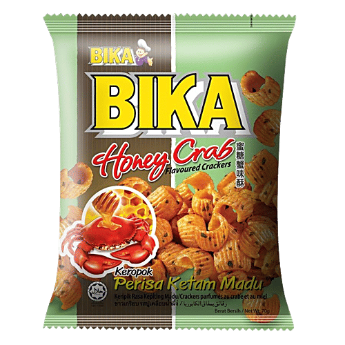 BIKA Honey Crab Crackers, 70 g Pouch 