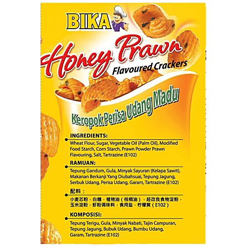 BIKA Honey Prawn Crackers, 70 g Pouch Zero Trans Fat