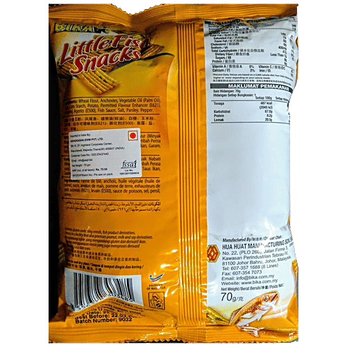 BIKA Little Fish Snacks Anchovies, 70 g Pouch Zero Trans Fat