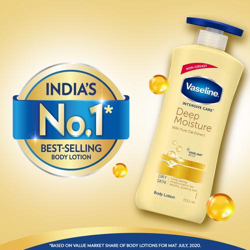 Vaseline Intensive Care Deep Moisture Body Lotion - Dry Skin, With Pure Oat Extract, Long Lasting Moisturization, 600 ml  