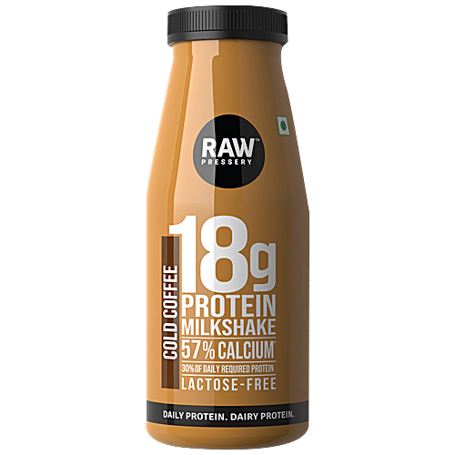 Raw Pressery Ready To Drink Protein Milkshake - Cold Coffee, 200 ml  Lactose Free, 60 % Calcium