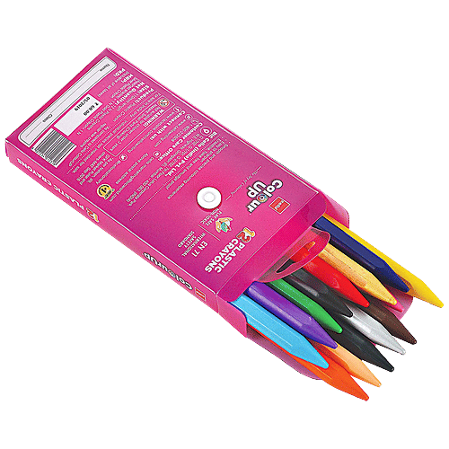 BIC Cello ColourUp Plastic Crayons - Tictac, 12+2 Shades, 1 pc (Get Gold & Silver Plastic Crayon Inside) 