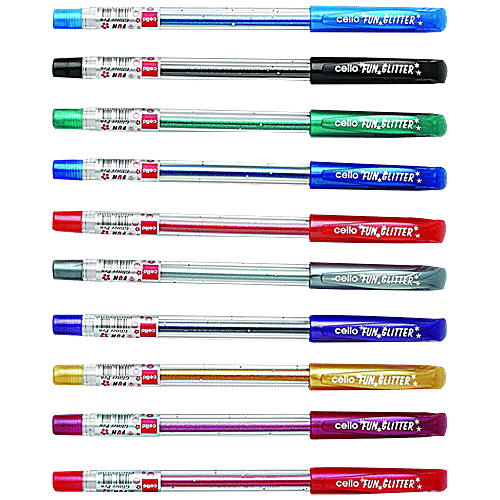 BIC Cello Geltech Fun Glitter Gel Pen - Assorted, 10 pcs  