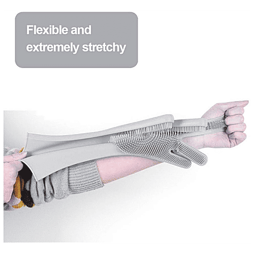 Spartan Silicone Scrubbing Gloves - Assorted Colour, 20 cm, 1 pair  