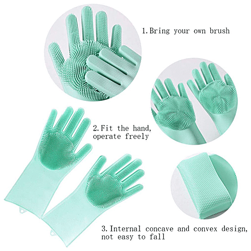Spartan Silicone Scrubbing Gloves - Assorted Colour, 20 cm, 1 pair  