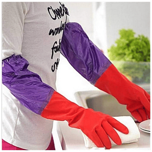 Spartan Reusable Multipurpose Rubber Hand Gloves Set - Multicolour, 18 cm, SLHG001, 1 pair  