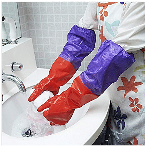 Spartan Reusable Multipurpose Rubber Hand Gloves Set - Multicolour, 18 cm, SLHG001, 1 pair  