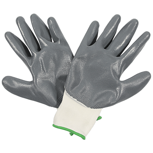Spartan Premium Safety Latex Coating Gloves - White Shell With Grey Crinkle Finish, 10 cm, 1 pair  