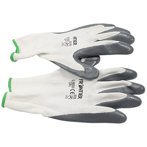 Spartan Premium Safety Latex Coating Gloves - White Shell With Grey Crinkle Finish, 10 cm, 1 pair  