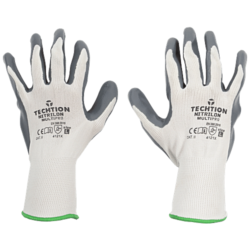 Spartan Premium Safety Latex Coating Gloves - White Shell With Grey Crinkle Finish, 10 cm, 1 pair  