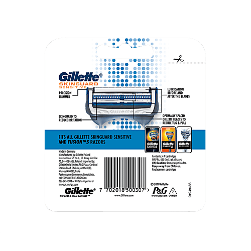 Gillette Skinguard Manual Shaving Razor Blades for MenPack of  Cartridges, 4 pcs  Clinically Tested, For Sensitive Skin