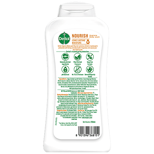 Buy Dettol Body Wash & Shower Gel Nourish, Provides Odour Protection