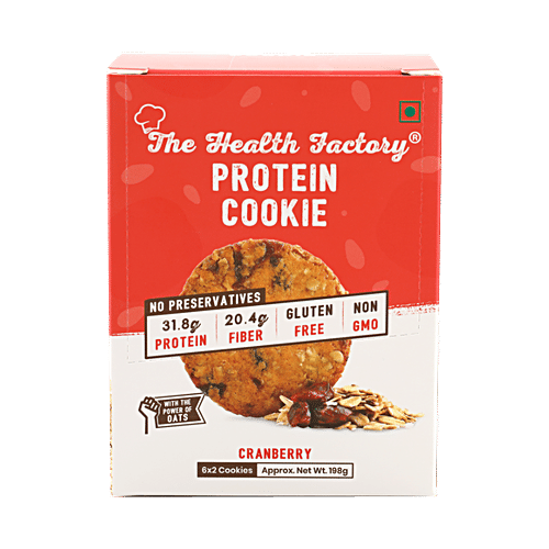 The Health Factory Protein Cookie - Cranberry, 198 g (6 x 2 Cookies) 