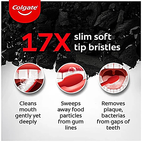 Colgate Slim Soft Charcoal Toothbrush, 4 pcs (Buy 2 Get 2 Free) 
