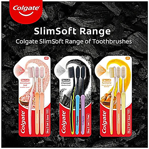 Colgate Slim Soft Charcoal Toothbrush, 4 pcs (Buy 2 Get 2 Free) 