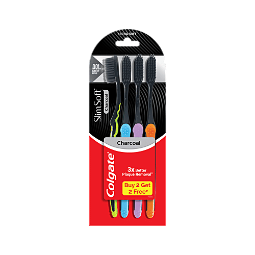 Colgate Slim Soft Charcoal Toothbrush, 4 pcs (Buy 2 Get 2 Free) 