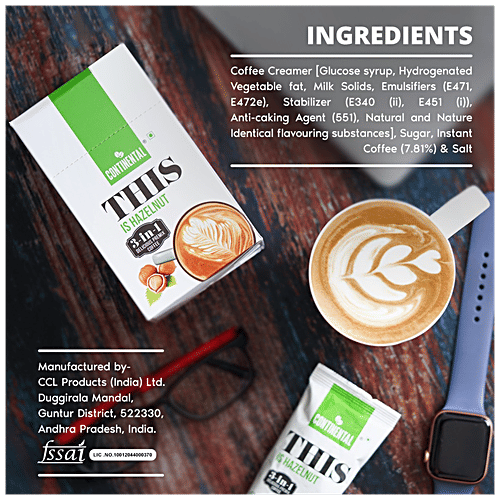 Continental 3-In-1 Hazelnut Premix Coffee Powder, 132 g (6 Sachets x 22 g) 