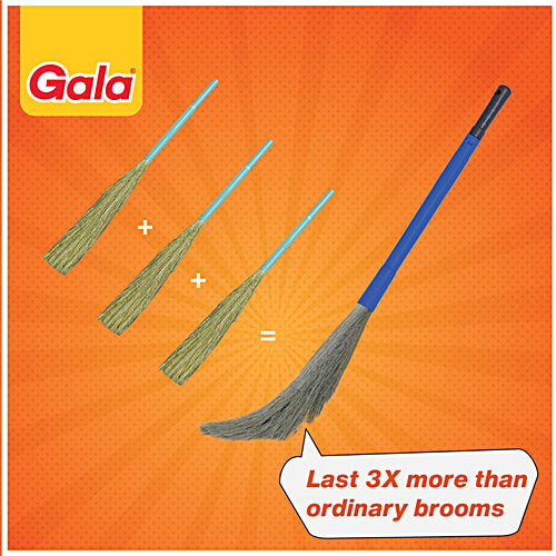 Gala No Dust Broom With PP Bristles, Extendable 138 Cm Long Handle for floor & ceiling cleaning - Jhadu With washable Fibres, 1 pc