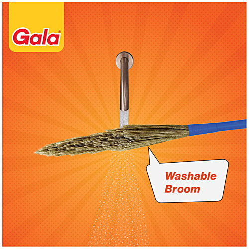 Gala No Dust Broom With PP Bristles, Extendable 138 Cm Long Handle for floor & ceiling cleaning - Jhadu With washable Fibres, 1 pc
