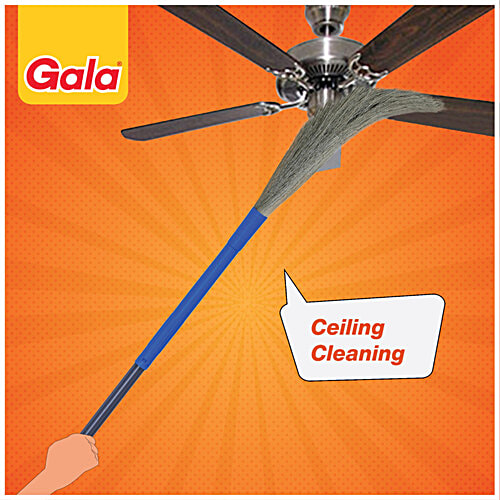 Gala No Dust Broom With PP Bristles, Extendable 138 Cm Long Handle for floor & ceiling cleaning - Jhadu With washable Fibres, 1 pc